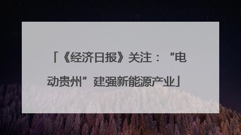 《经济日报》关注：“电动贵州”建强新能源产业