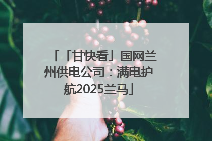 「甘快看」国网兰州供电公司：满电护航2025兰马