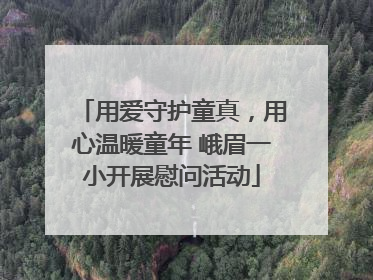 用爱守护童真，用心温暖童年 峨眉一小开展慰问活动
