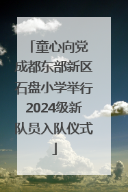 童心向党 成都东部新区石盘小学举行2024级新队员入队仪式