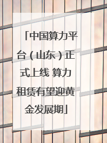 中国算力平台（山东）正式上线 算力租赁有望迎黄金发展期
