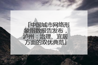 中国城市网络形象指数报告发布，泸州：治理、宜居方面的双优典范