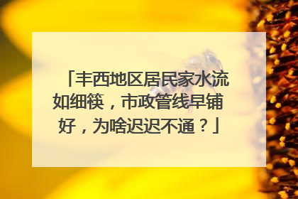 丰西地区居民家水流如细筷，市政管线早铺好，为啥迟迟不通？