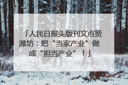 人民日报头版刊文点赞潍坊：把“当家产业”做成“担当产业”！