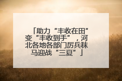 助力“丰收在田”变“丰收到手”，河北各地各部门厉兵秣马迎战“三夏”
