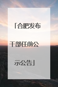 合肥发布干部任前公示公告