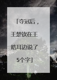 夺冠后，王楚钦在王皓耳边说了5个字