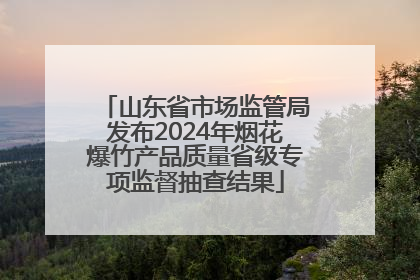 山东省市场监管局发布2024年烟花爆竹产品质量省级专项监督抽查结果