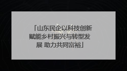 山东民企以科技创新赋能乡村振兴与转型发展 助力共同富裕