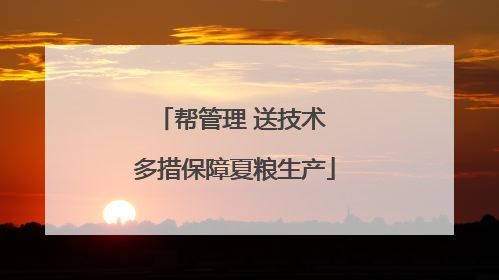 帮管理 送技术 多措保障夏粮生产