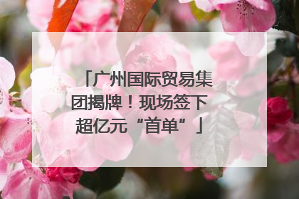 广州国际贸易集团揭牌！现场签下超亿元“首单”