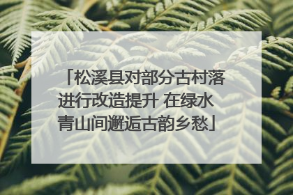 松溪县对部分古村落进行改造提升 在绿水青山间邂逅古韵乡愁