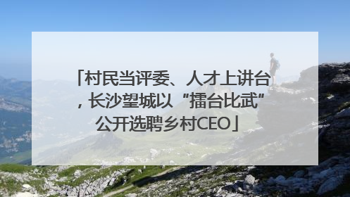村民当评委、人才上讲台，长沙望城以“擂台比武” 公开选聘乡村CEO