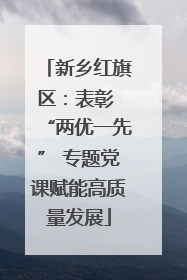 新乡红旗区：表彰 “两优一先” 专题党课赋能高质量发展