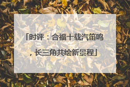 时评：合福十载汽笛鸣，长三角共绘新景程