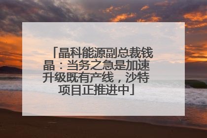 晶科能源副总裁钱晶：当务之急是加速升级既有产线，沙特项目正推进中