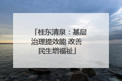 桂东清泉：基层治理提效能 改善民生增福祉