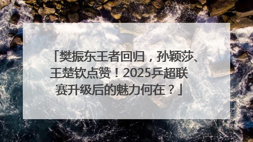 樊振东王者回归，孙颖莎、王楚钦点赞！2025乒超联赛升级后的魅力何在？