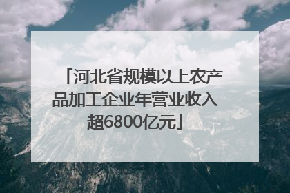 河北省规模以上农产品加工企业年营业收入超6800亿元
