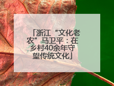 浙江“文化老农”马卫平：在乡村40余年守望传统文化