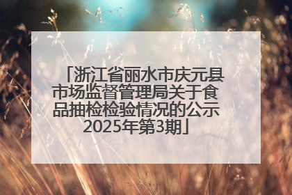 浙江省丽水市庆元县市场监督管理局关于食品抽检检验情况的公示2025年第3期