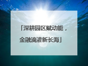 深耕园区赋动能，金融滴灌新长海