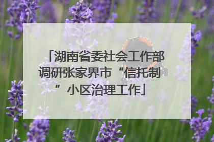 湖南省委社会工作部调研张家界市“信托制”小区治理工作