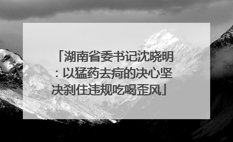 湖南省委书记沈晓明：以猛药去疴的决心坚决刹住违规吃喝歪风