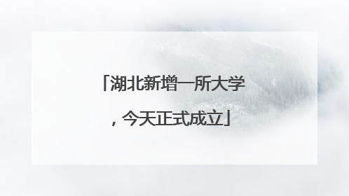 湖北新增一所大学，今天正式成立