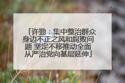 许勤：集中整治群众身边不正之风和腐败问题 坚定不移推动全面从严治党向基层延伸