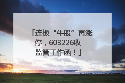 连板“牛股”再涨停，603226收监管工作函！