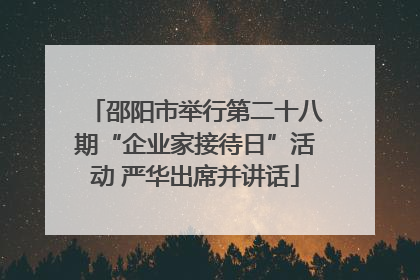 邵阳市举行第二十八期“企业家接待日”活动 严华出席并讲话