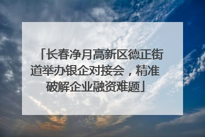长春净月高新区德正街道举办银企对接会，精准破解企业融资难题